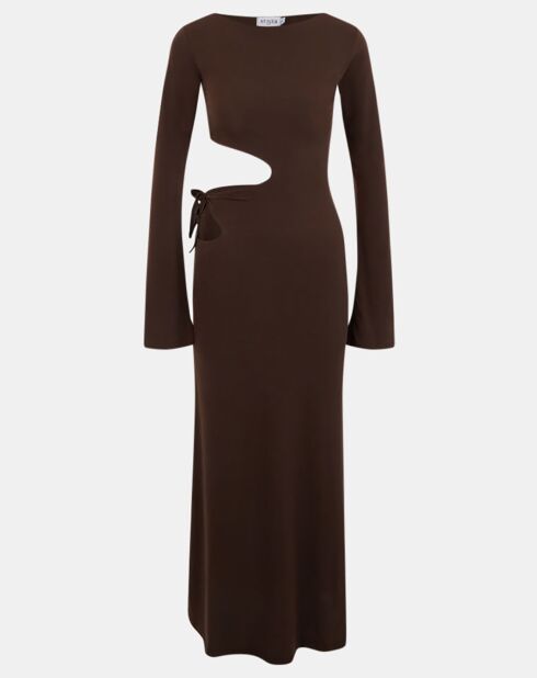 Braunes Jerseykleid Stellaos mit Ausschnitt