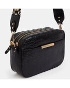 Sac en Cuir Sammy Croco noir - 16x25x8 cm