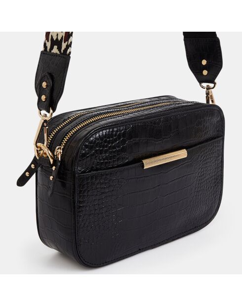 Sac en Cuir Sammy Croco noir - 16x25x8 cm