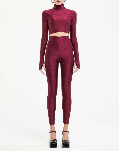 Top Orchid Crystal-Turtleneck Crop bordeaux clair