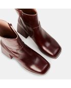 Bottines en Cuir plateforme marron - Talon 9 cm