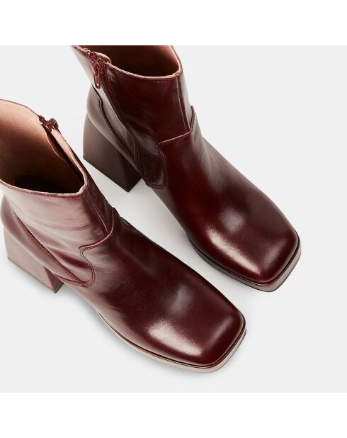 Bottines en Cuir plateforme marron - Talon 9 cm