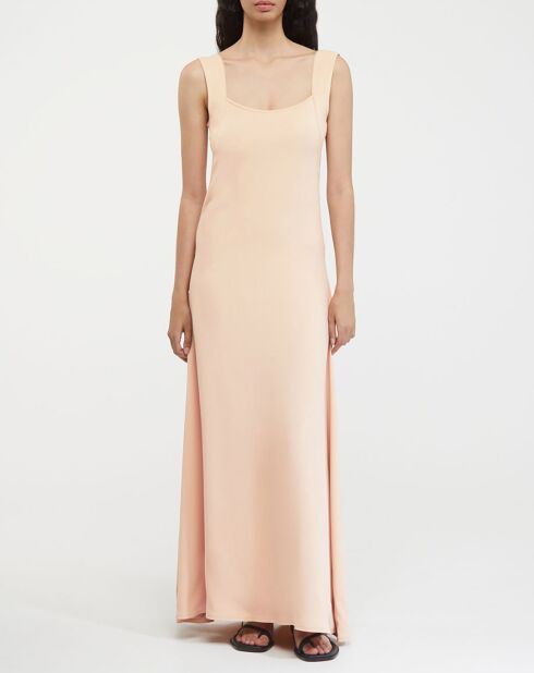 Robe longue Stretch Crepe Cady nude