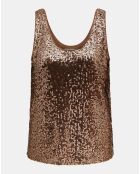 Top Paillettes Tess marron