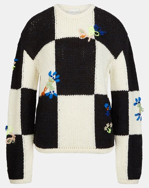 Damier Embroidery trui van wolmix zwart/wit