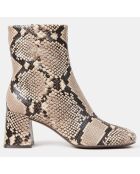 Bottines en Cuir imprimées python beige - Talon 7 cm