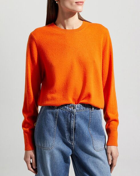 Pull 100% Cachemire col rond Zabri orange