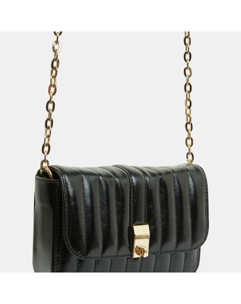 Sac bandoulière en Cuir Mini Jenna S noir chiné - 19x14x5 cm