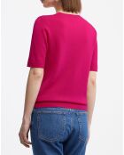 Pull 100% Cachemire manches courtes Difi rose fushia