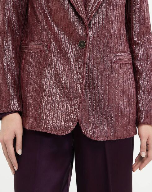 Veste Laminated Ribbed Velvet bordeaux