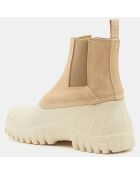 Chelsea Boots en Velours de Cuir Balbi beiges