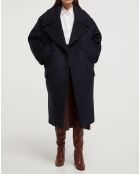 Manteau 100% Laine Carmen bleu marine