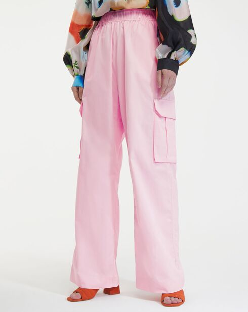 Pantalon en Coton Bio Cargo Fatuna 1796 Poplin rose