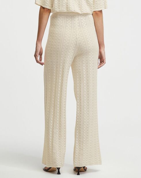 Pantalon en Coton Bio Thiril Crochet Knit crème