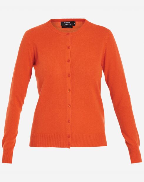 Cardigan 100% Cachemire Zacao orange