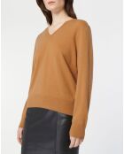 Pull 100% Cachemire Col V Zocon  camel