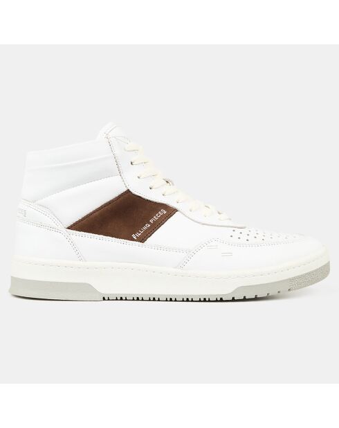 Baskets en Cuir Mid Ace Spin blanc/marron