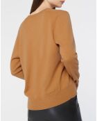 Pull 100% Cachemire Col V Zocon  camel