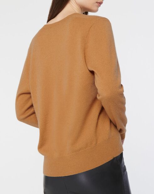 Pull 100% Cachemire Col V Zocon  camel