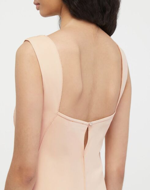 Robe longue Stretch Crepe Cady nude