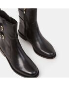 Bottines en Cuir double boucles noires