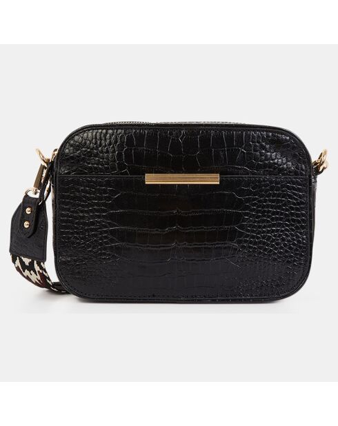 Sac en Cuir Sammy Croco noir - 16x25x8 cm