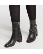 Bottines en Cuir avec boucle noires - Talon 7 cm