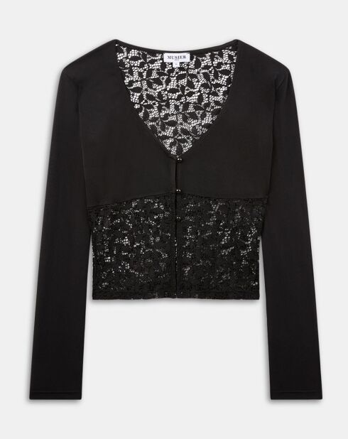 Top nero Lefkada Lace