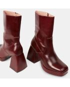 Bottines en Cuir plateforme marron - Talon 9 cm