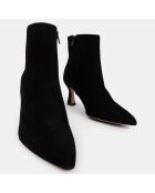 Bottines en Cuir bout pointu noires - Talon 7 cm