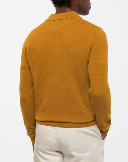 Pull 100% Cachemire Polo Uni Napolo camel/gold