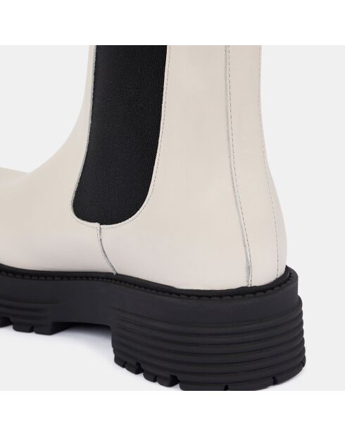 Chelsea boots en Cuir beiges - Talon 4 cm