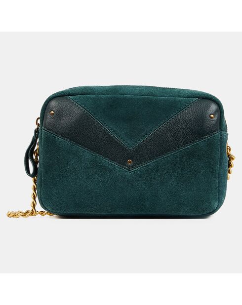 Sac bandoulière en Velours de Cuir New Tristan Trotteur vert foncé - 14.5x21x6.5 cm