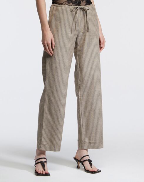 Dacun broek met strepen beige/blauw