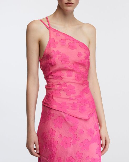 Camino top met roze bloemen
