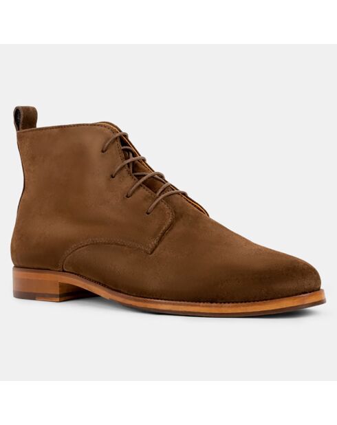 Boots en Velours de Cuir Vasco marron foncé