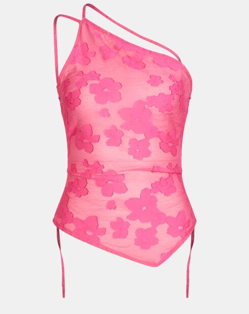 Camino top met roze bloemen