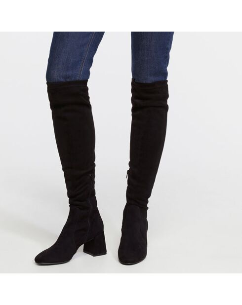 Bottes en Cuir stretch noires - Talon 7 cm