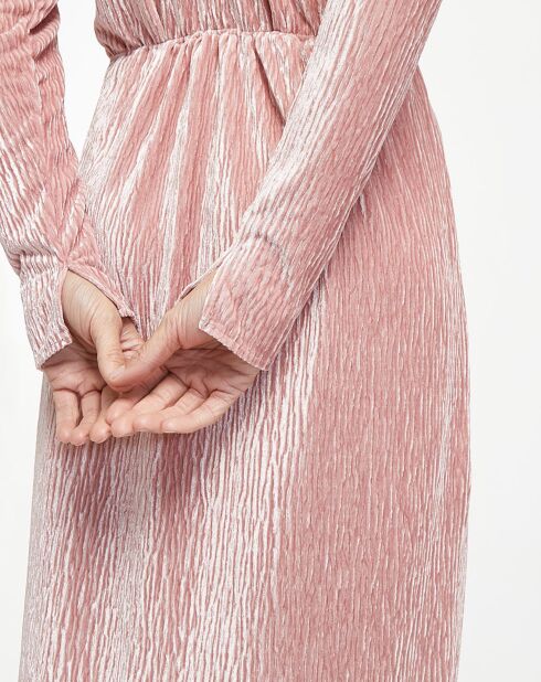 Robe en Velours Crossed Midi rose clair