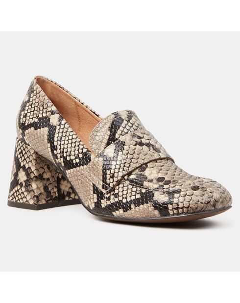 Mocassins en Cuir python beige - Talon 7 cm