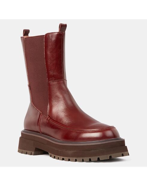 Chelsea Boots en Cuir semelle épaisse marron - Talon 4.5 cm