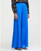 Pantalon en Soie Stretch Heavy Satin Hw bleu électique