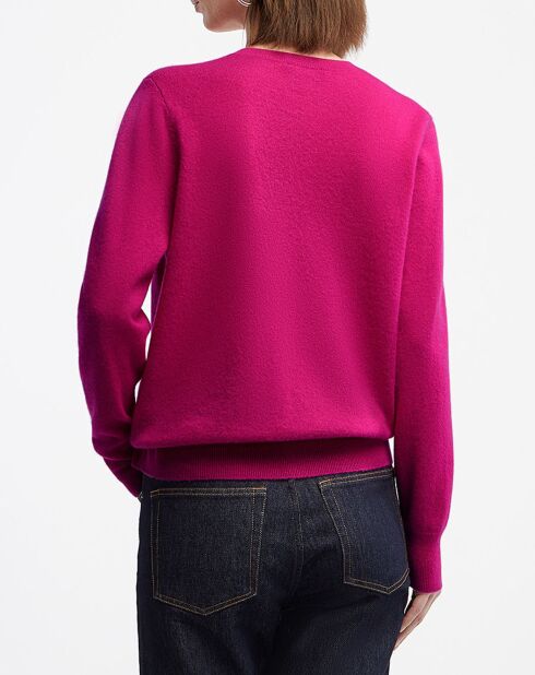 Pull 100% Cachemire col rond Zabri rose fushia