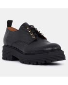 Derbies en Cuir semelle épaisse noires - Talon 4 cm