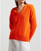 Pull 100% Cachemire Zocon col V orange