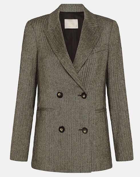 Quentin Jas van linnen en wolmix in zwart