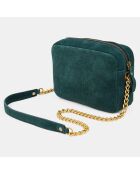 Sac bandoulière en Velours de Cuir New Tristan Trotteur vert foncé - 14.5x21x6.5 cm