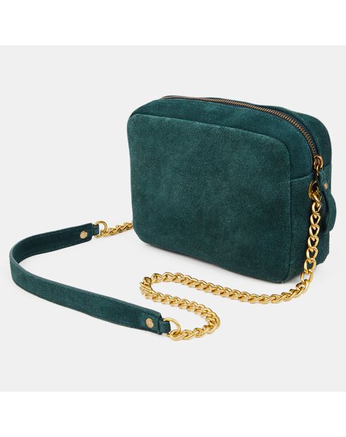 Sac bandoulière en Velours de Cuir New Tristan Trotteur vert foncé - 14.5x21x6.5 cm