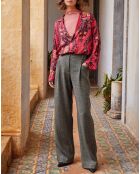 Pantalon en Lin & Laine mélangés Nocciolo noir