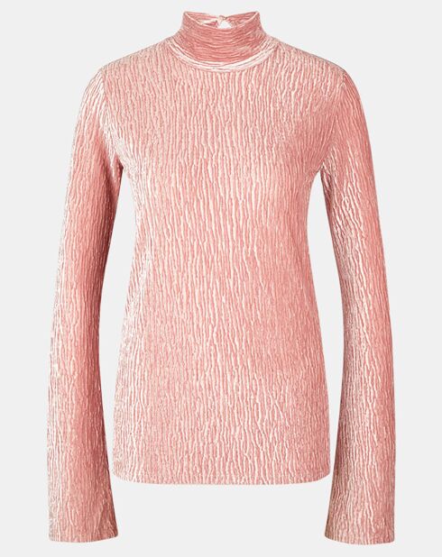 Pull Crush en Velours Turtleneck rose clair